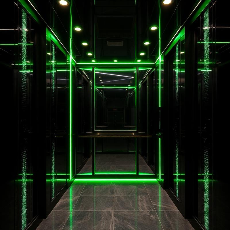Elevador modernizado com LED verde
